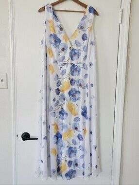 Lane Bryant Midi Dress 16 Floral Cottage Chiffon Summer Garden Party Country